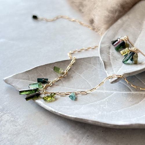 トルマリンネックレス、イヤリングセット