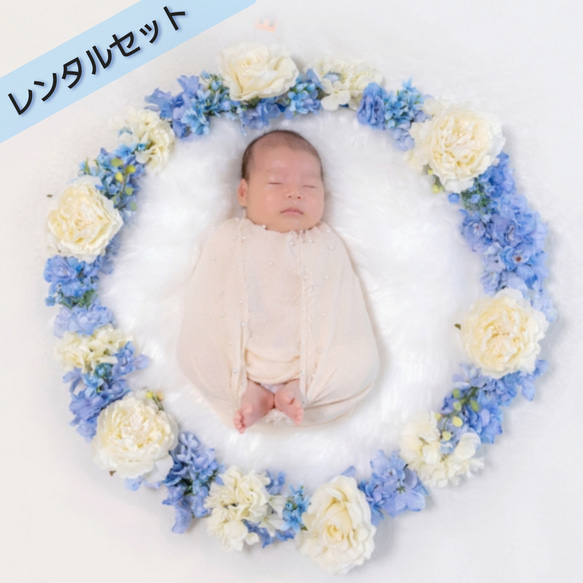 【ニューボーンフォト】写真撮影用フラワーリース 受注制作】ニューボーンフォト フラワーリース 花輪 ミモザ