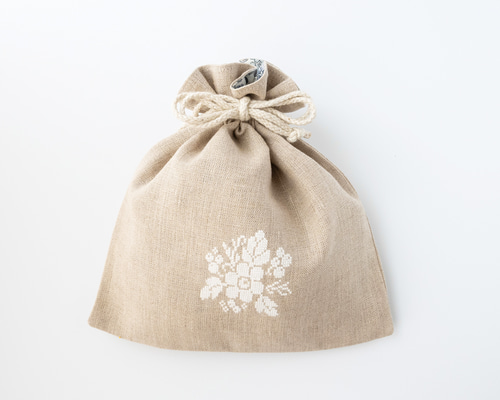 巾着　　リネン　　157   ハンドメイド ハンドメイド 巾着　　リネン　　157