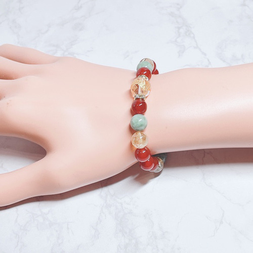 ✦還暦祝いに◎長寿と笑顔をつなぐ 天然石ブレスレット｜龍彫り水晶