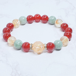 ✦還暦祝いに◎長寿と笑顔をつなぐ 天然石ブレスレット｜龍彫り水晶