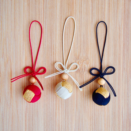 お守り福玉鈴「金彩」＊根付け紐 帯飾り ストラップ キーホルダー