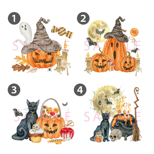 4種類/24通り】ハロウィン ポスター A4/A3/A2/A1 かぼちゃ
