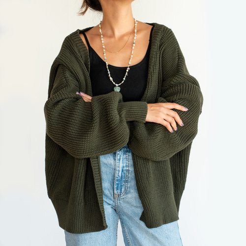 オールドイングランド　クルーネック　コットンカーディガン　グリーン　36 オールドイングランド クルーネック コットンカーディガン