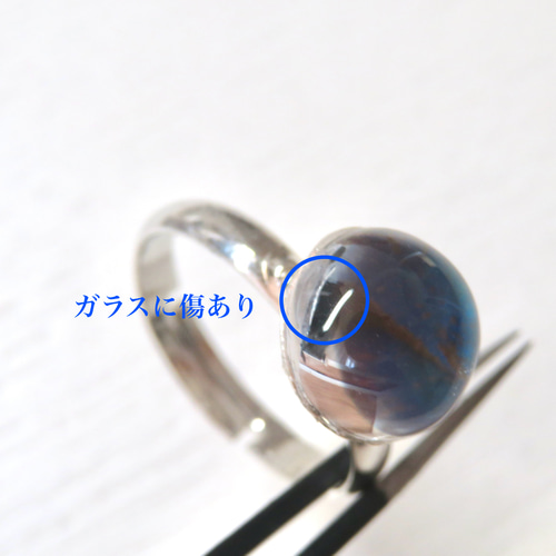わけあり！宝石になったモルフォ蝶のリング ／本物の蝶の羽根封入 指輪