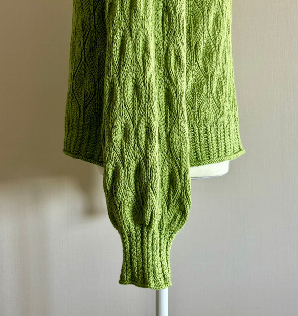 手編みセーター長袖 （グリーン） 7枚目の画像