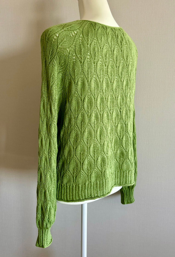 手編みセーター長袖 （グリーン） 8枚目の画像