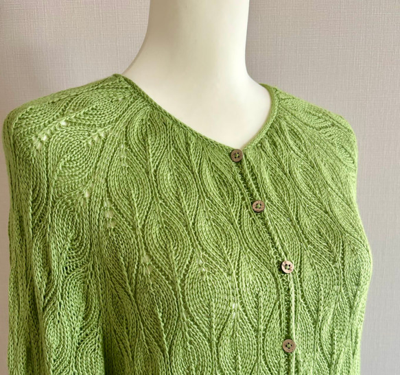 手編みセーター長袖 （グリーン） 3枚目の画像
