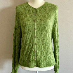 手編みセーター長袖 （グリーン） 2枚目の画像