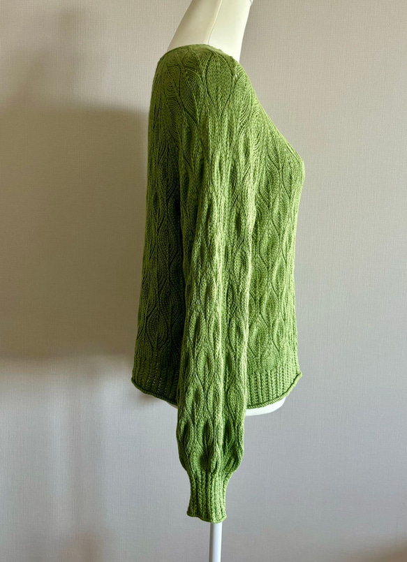 手編みセーター長袖 （グリーン） 5枚目の画像