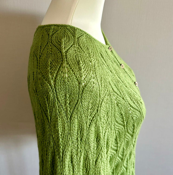 手編みセーター長袖 （グリーン） 6枚目の画像