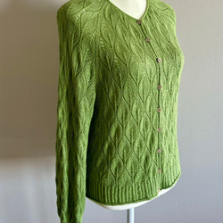 手編みセーター長袖 （グリーン） 1枚目の画像