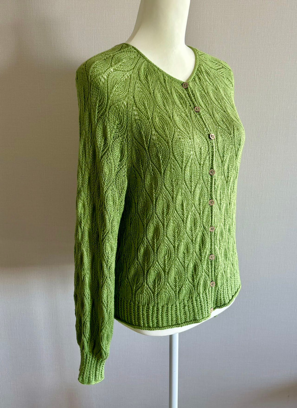 手編みセーター長袖 （グリーン） 1枚目の画像