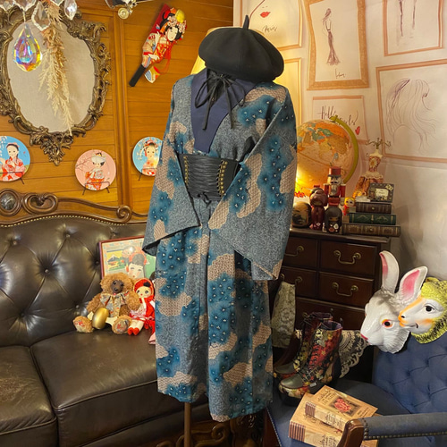 和洋折衷 長襦袢 ワンピース ドレス 古着 ユニセックス 着物 リメイク