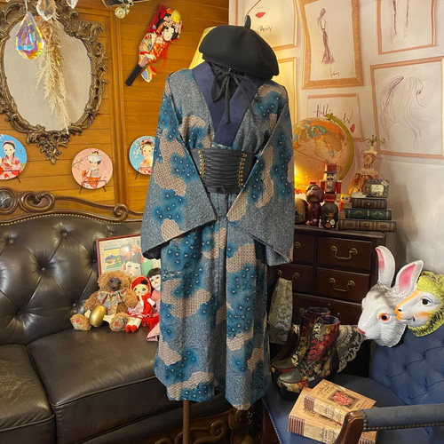 和洋折衷 長襦袢 ワンピース ドレス 古着 ユニセックス 着物 リメイク