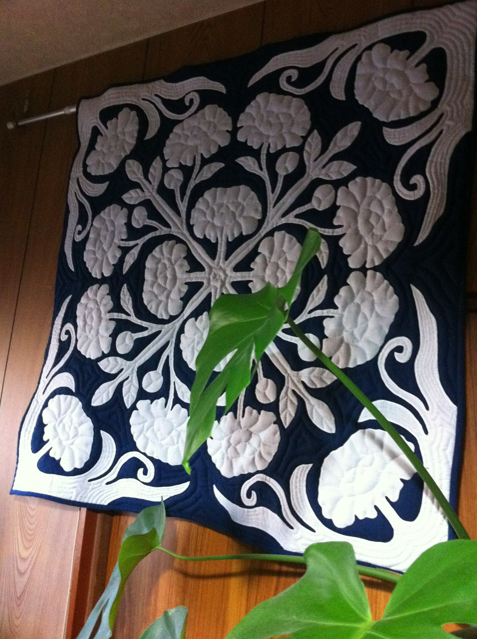 【オーダーメイド】ハワイアンキルト　タペストリー　芍薬