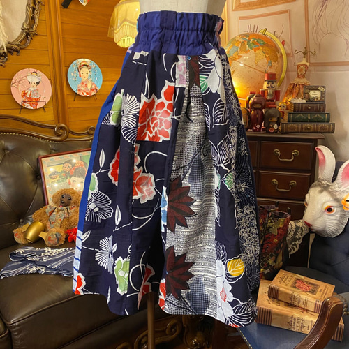 浴衣リメイク　95番パッチワーク仕様スカジャン風 浴衣リメイク 95番パッチワーク仕様スカジャン風