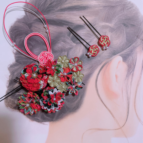 送料無料】【即日発送】つまみ細工 着物 和装 浴衣 成人式 卒業 卒園  