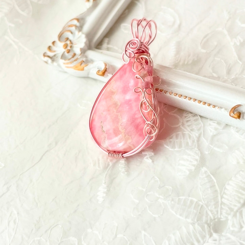 インカローズ ペンダントトップ(天然石 天然石ネックレス ワイヤー