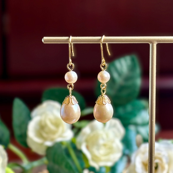 大粒アメジスト　淡水パールとジルコニアのピアス 大粒アメジスト 淡水パールとジルコニアのピアス 受注生産品