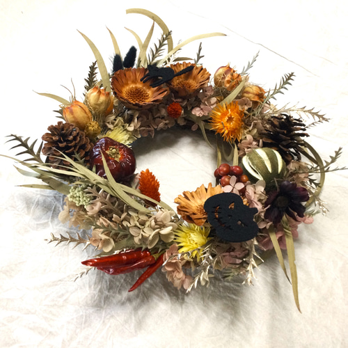 ドライフラワーのハロウィンリース ドライフラワー ポポラス 通販