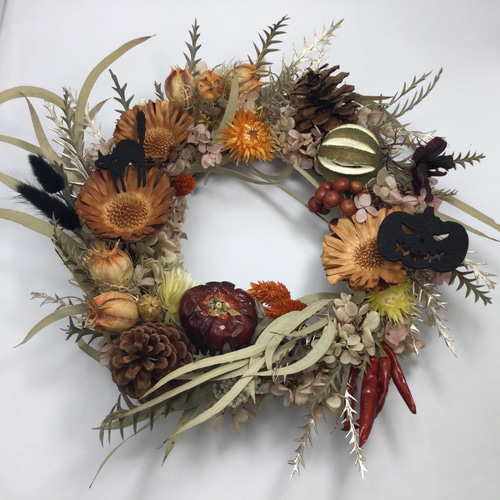 ドライフラワーのハロウィンリース ドライフラワー ポポラス 通販