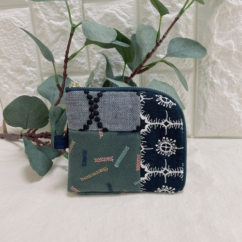 ミナペルホネンハンドメイド パッチワークL字ポーチ ポーチ みろん