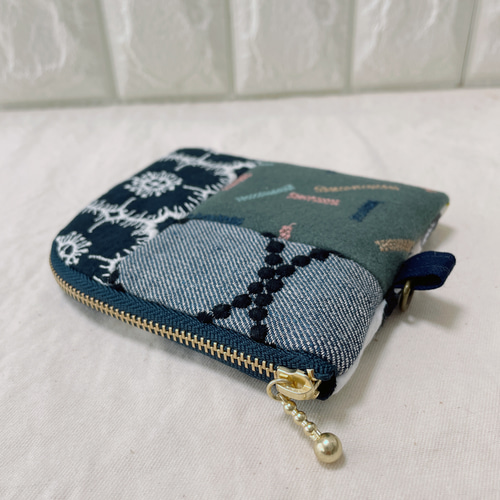 ミナペルホネン＊パッチギャザポケバッグ✂️ハンドメイド ミナペルホネンハンドメイド パッチワークL字ポーチ ポーチ みろ