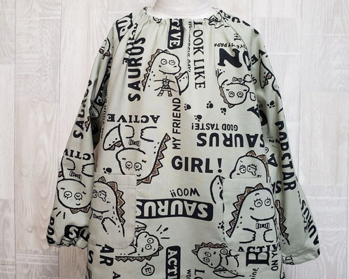 数量限定目玉作品】80～160size SAURUS POPSTAR 総柄 長袖スモック 