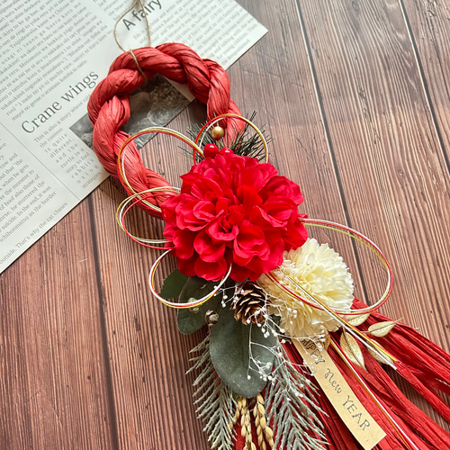 No.18 スワッグしめ縄リース2025 ハンドメイドお正月飾り玄関リース