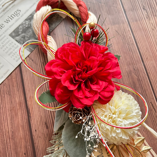 No.19 スワッグしめ縄リース2025 ハンドメイドお正月飾り玄関リース  