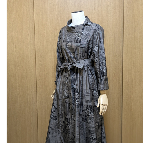 SOLD 着物リメイク ワンピース 大島紬 L〜LL ワンピース さら SOLD 着物リメイク ワンピース 大島紬 L〜LL ワンピース さら