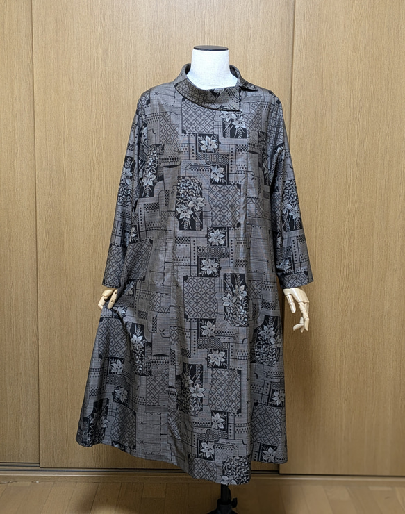 SOLD 着物リメイク ワンピース 大島紬 L〜LL ワンピース さら SOLD 着物リメイク ワンピース 大島紬 L〜LL ワンピース さら