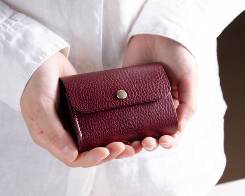 名入れ可｜お札を折らないふっくら可愛い三つ折りミニ財布｜お札が折れ