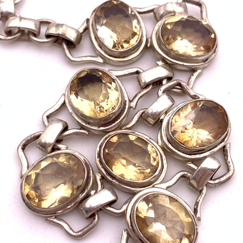 新品 天然石シトリン（黄水晶） silver925ブレスレット-A12 アクセサリー