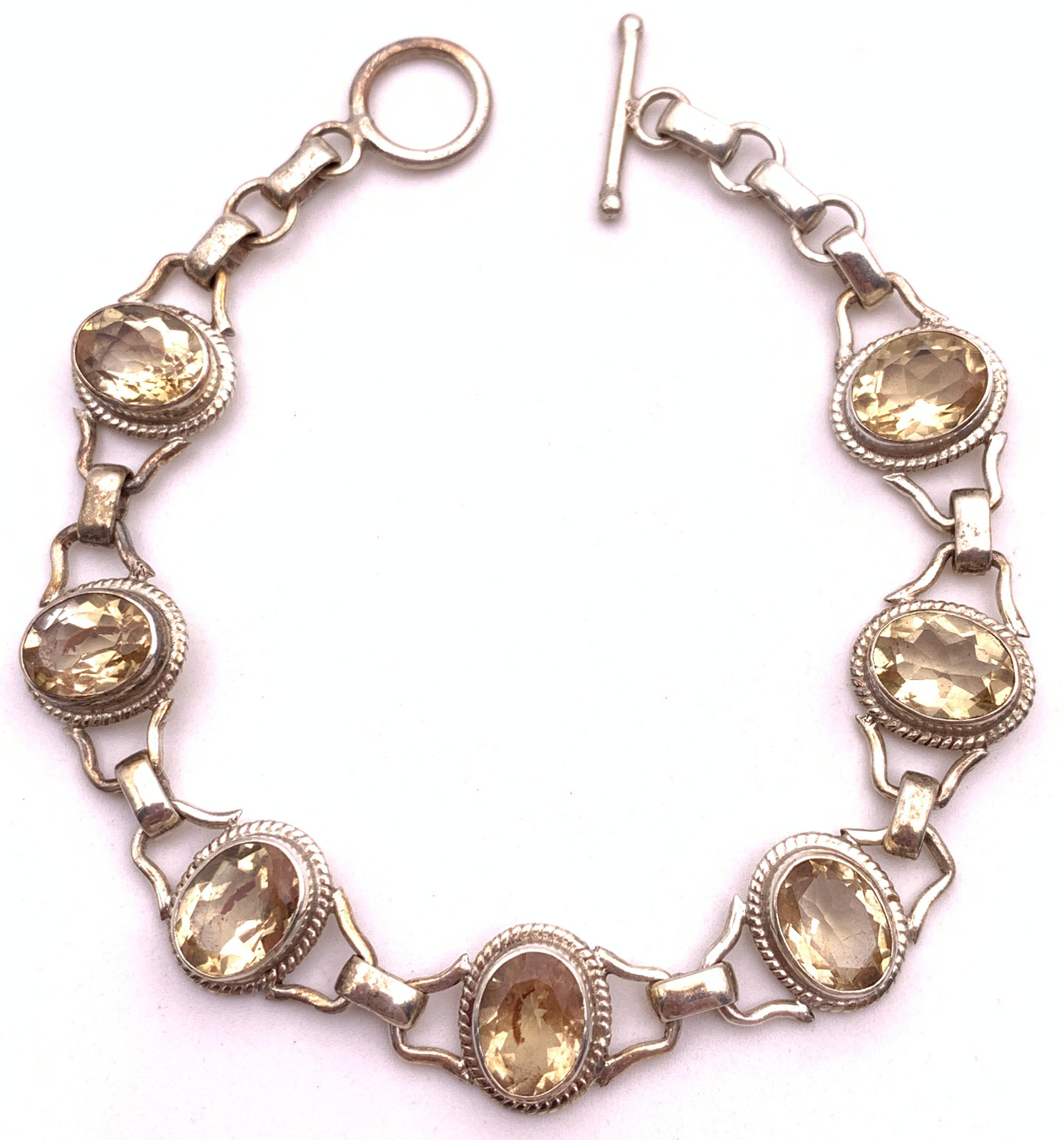 天然石シトリン（黄水晶） silver925ブレスレット-A13