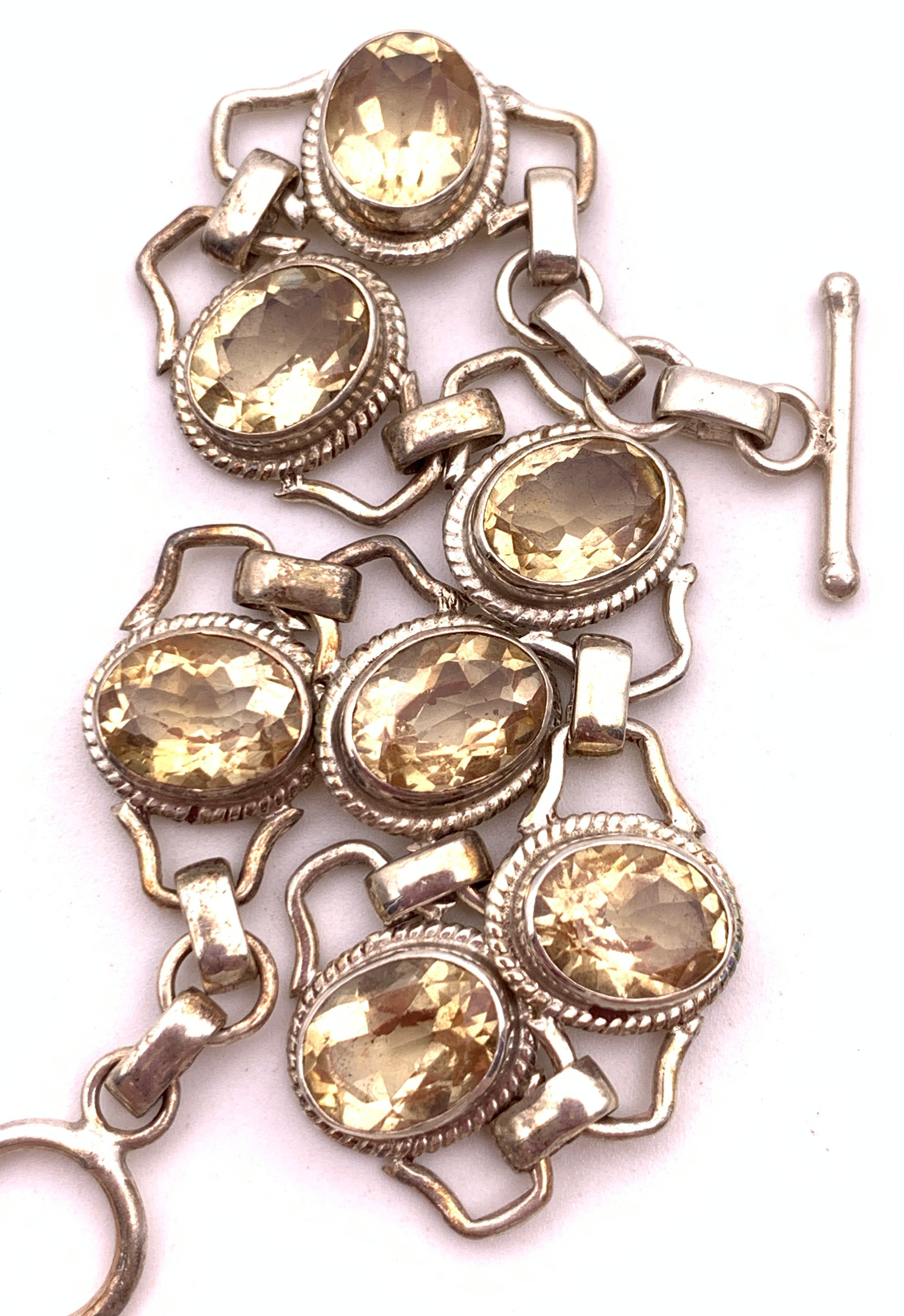 天然石シトリン（黄水晶） silver925ブレスレット-A13