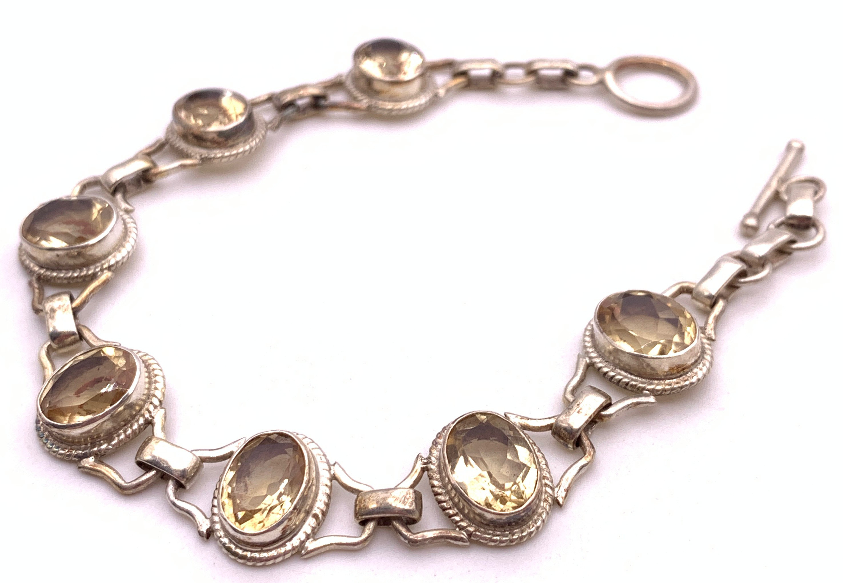 天然石シトリン（黄水晶） silver925ブレスレット-A13