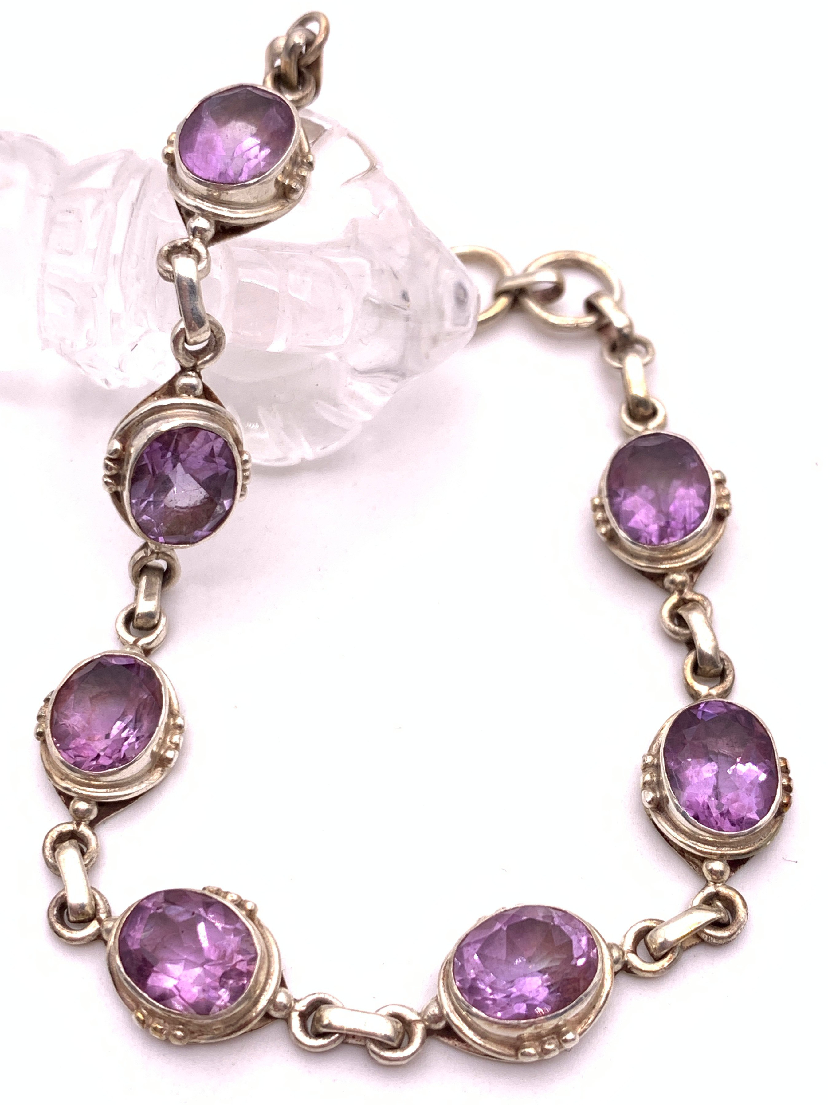 天然石アメジスト（紫水晶） silver925ブレスレット-A14