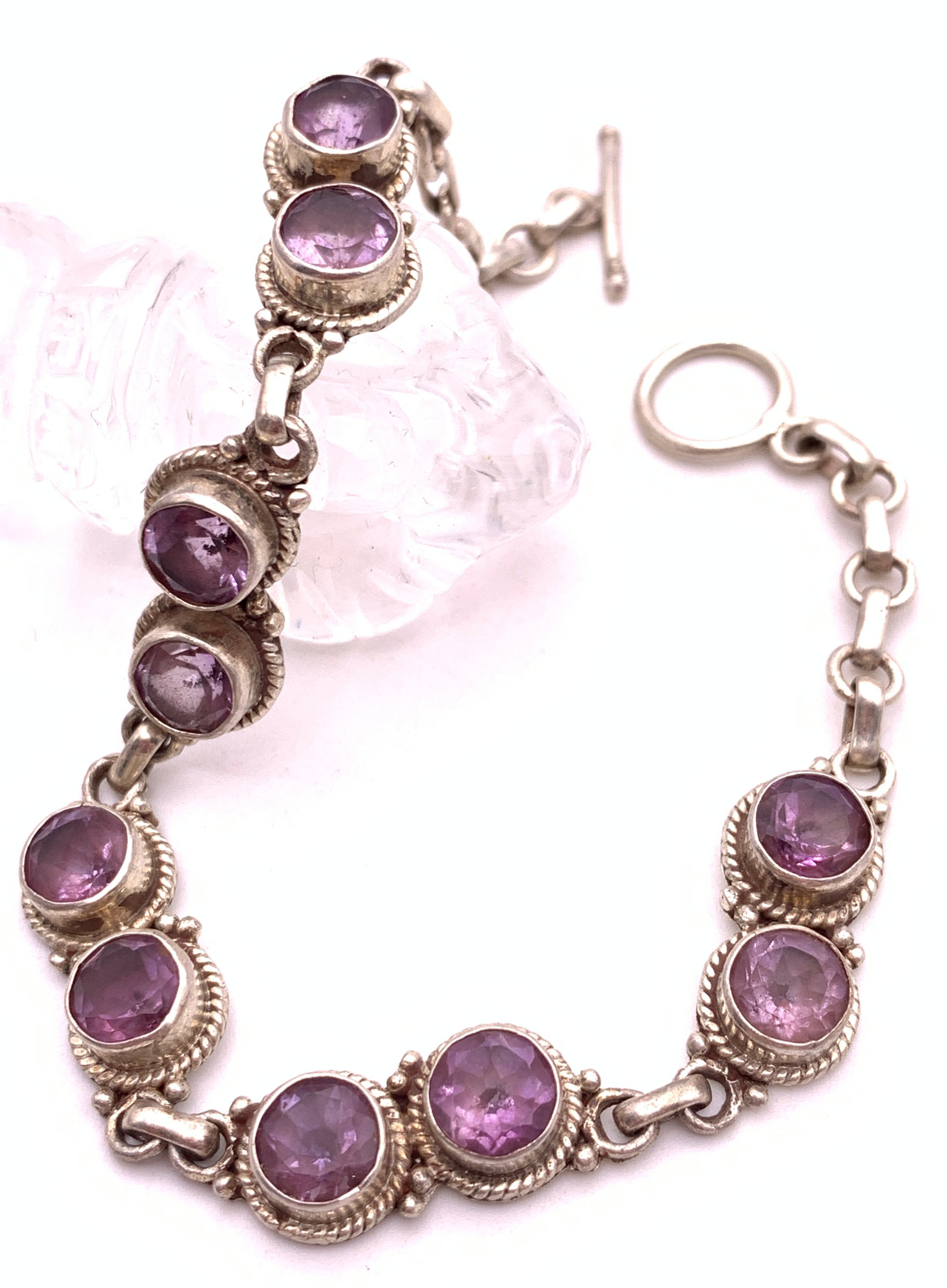 天然石アメジスト（紫水晶） silver925ブレスレット-A15