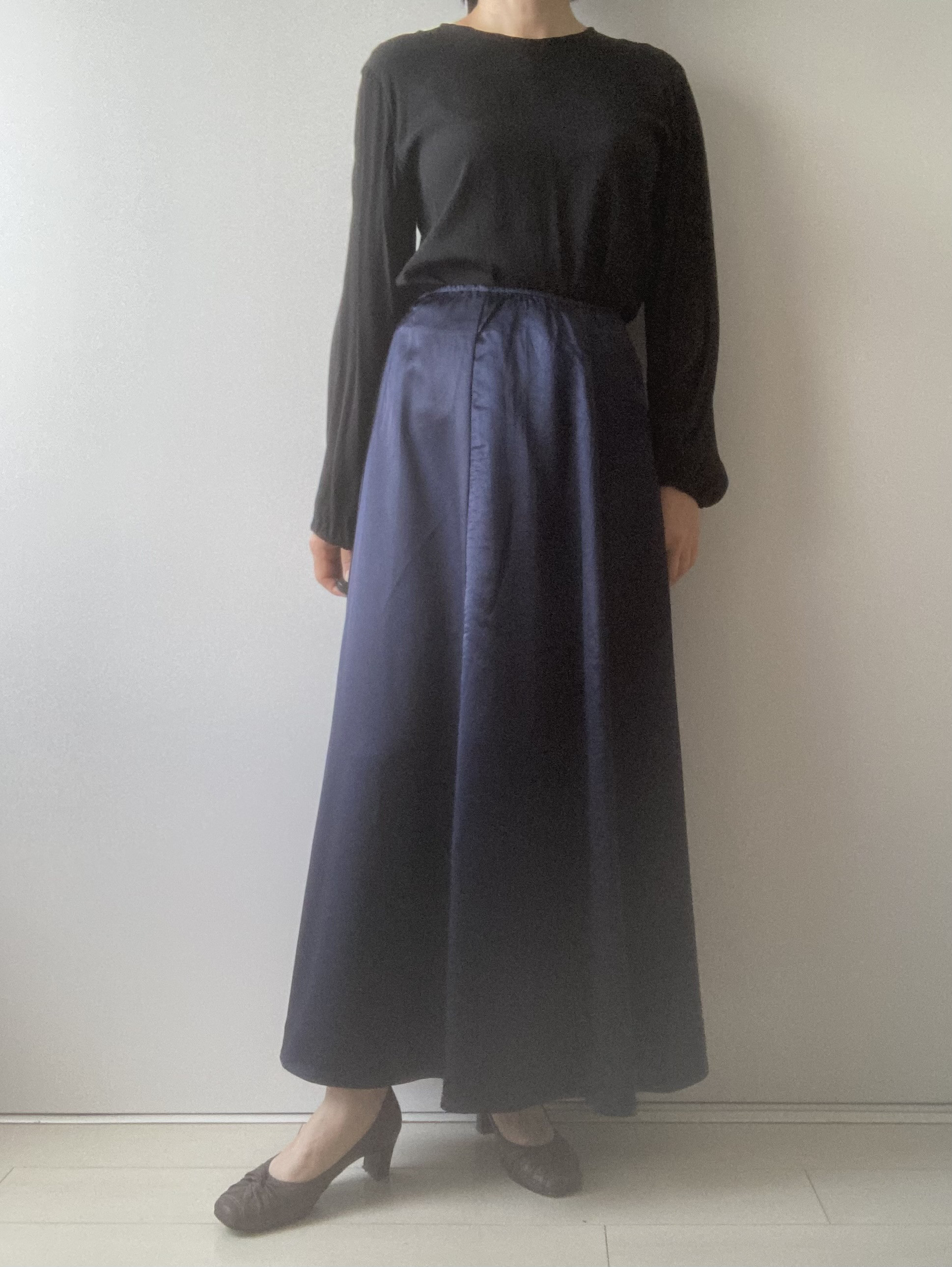 ６枚はぎフレアスカート　紺