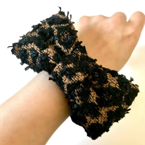 レオパード柄 ツイード リボン バレッタ ヒョウ柄ツイードリボン