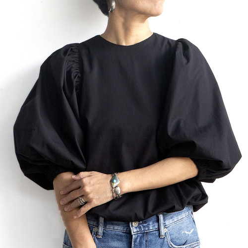 HEVE バルーンスリーブ　ブラウス　ブラック　超美品 バルーンスリーブブラウス 高密度コットン100％（ブラック