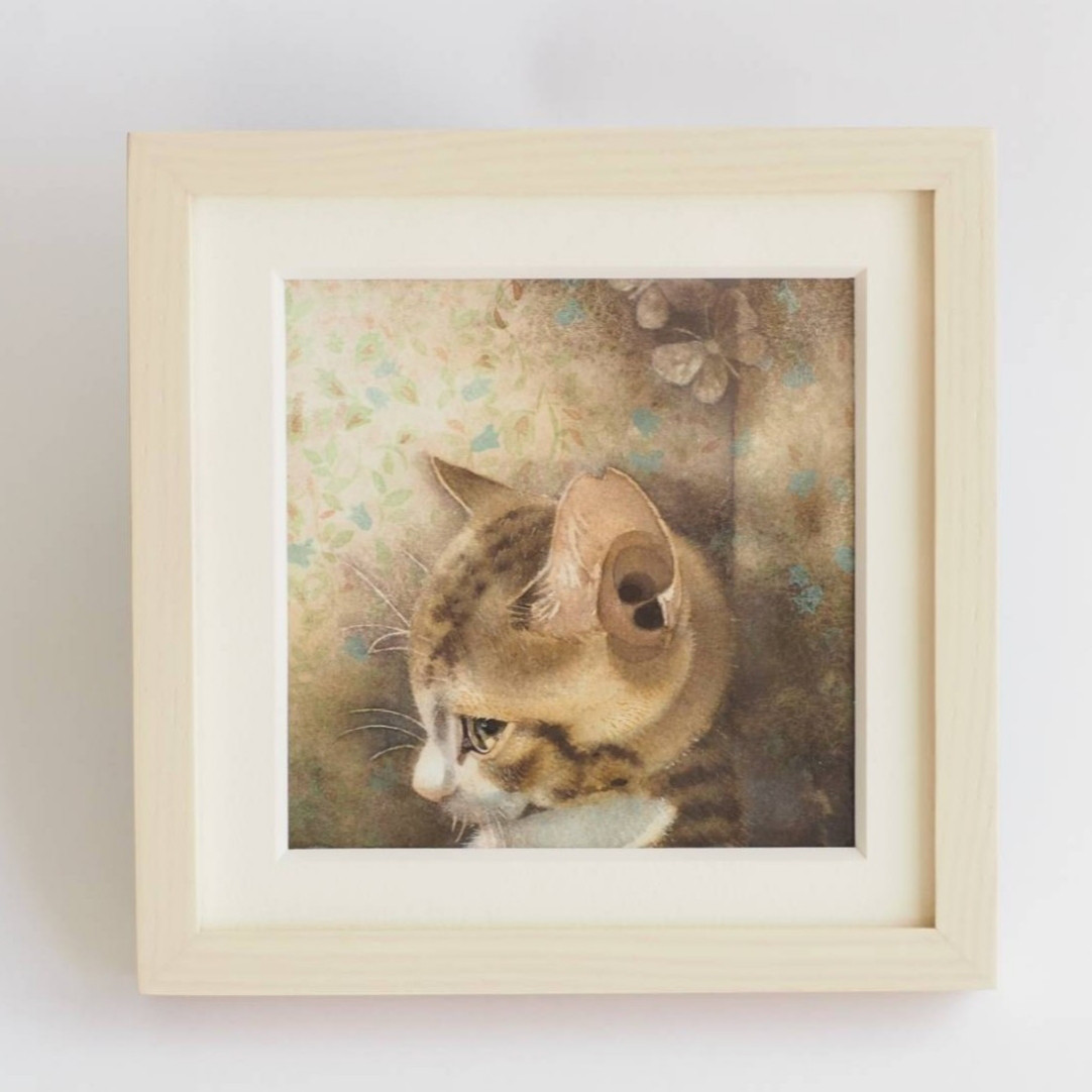 依頼者優先作品3 猫の額付き銅版画　回想ニャンコ お散歩・二匹の猫/ 銅版画 (額あり） 版画 Atelie Gray 通販