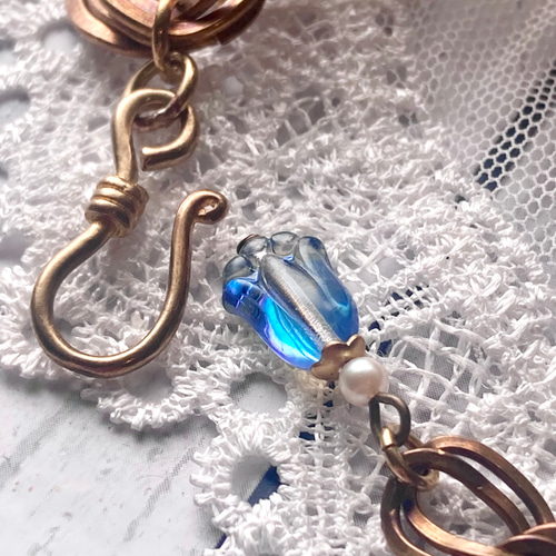 ✤ チェコヴィンテージラインストーン 真鍮ネックチョーカー ライト