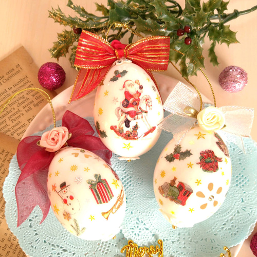 送料無料】クリスマス☆オーナメント＊エッグアート☆クリスマスツリー