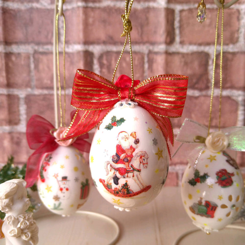 送料無料】クリスマス☆オーナメント＊エッグアート☆クリスマスツリー