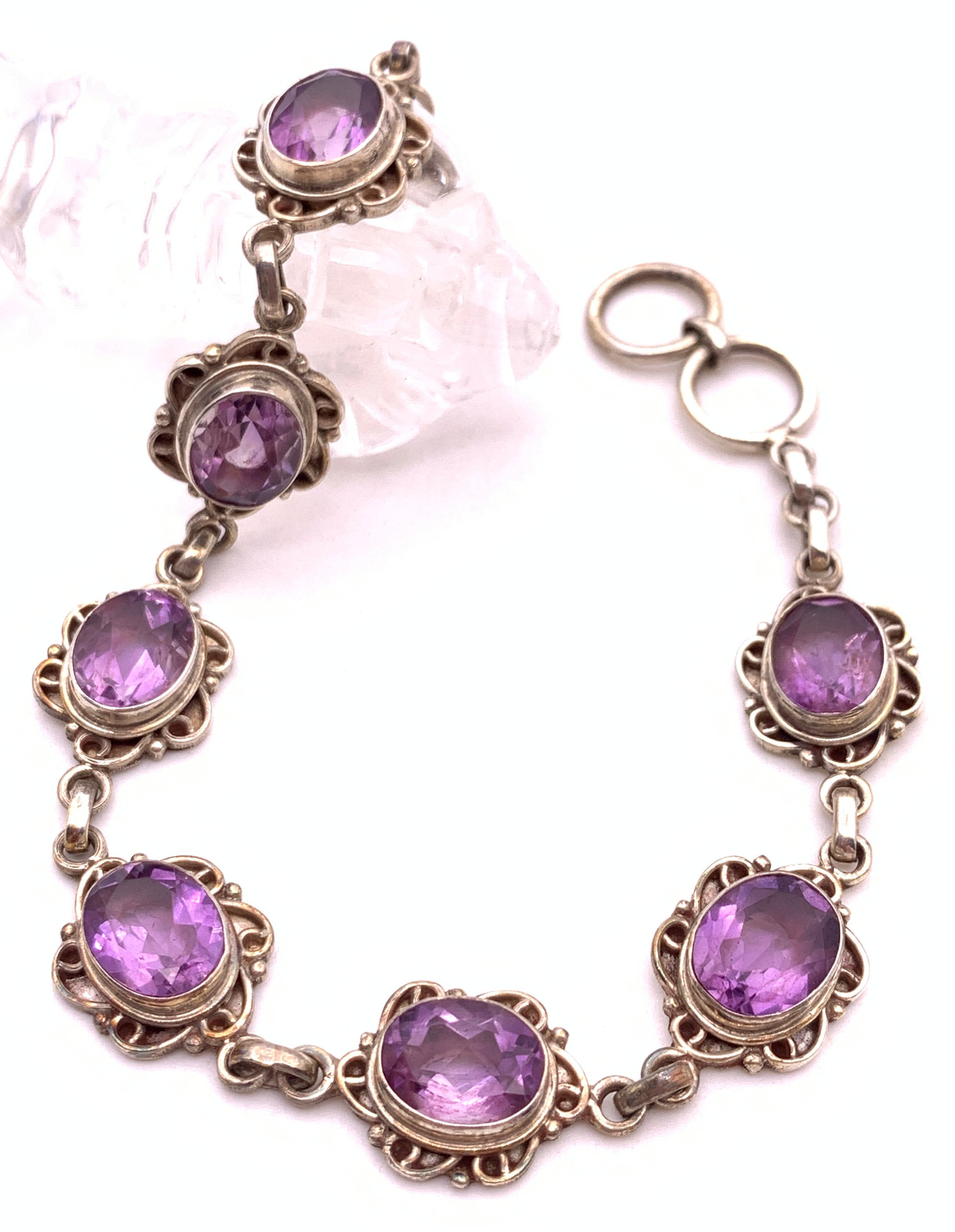 天然石アメジスト（紫水晶） silver925ブレスレット-A17