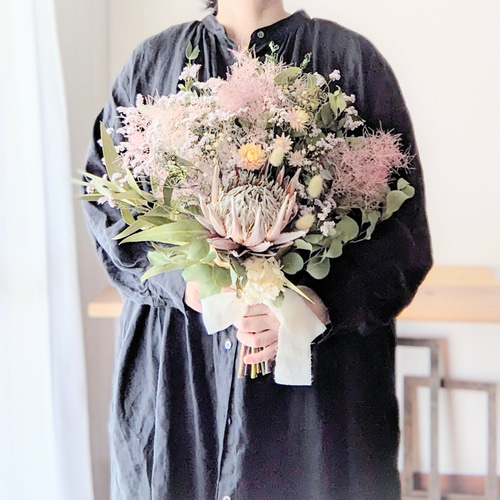 sold プロテアリース キングプロテア＆スカビオサリース2L25 アートフラワー アーティ