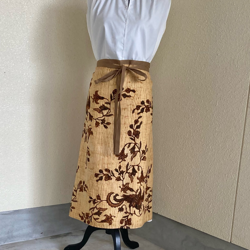 654 オールド バティック ジャワ更紗 エプロン 腰巻き カフェ 古布  